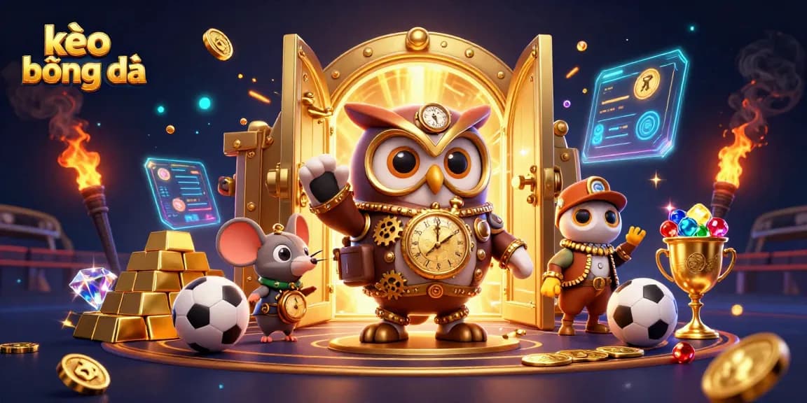 Engage in kèo bóng đá with lively 3D cartoon characters among dazzling casino elements.
