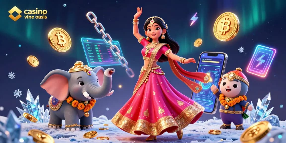 Play exciting games at casino ohne oasis with vibrant Asian-inspired characters and cryptocurrency elements.