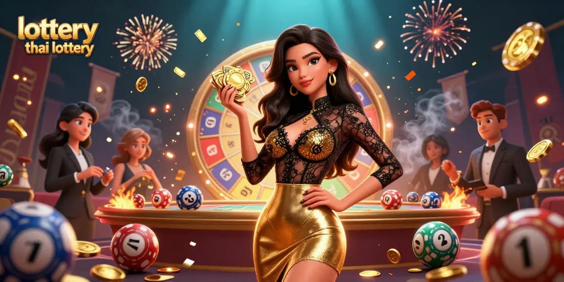 Winning moments at the lottery thai lottery with celebratory atmosphere and golden casino chips.