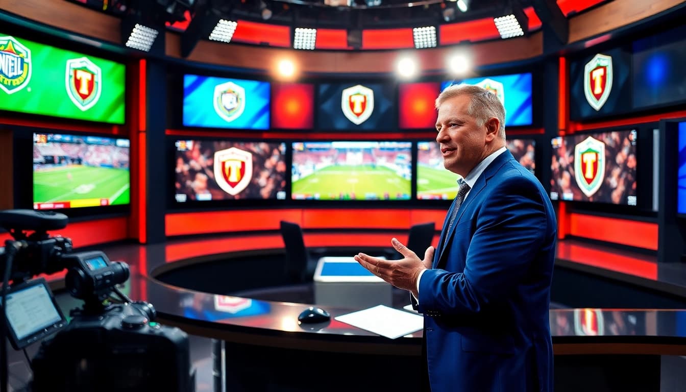 Engaging moments in Sports Broadcasting, showcasing a live studio presentation.