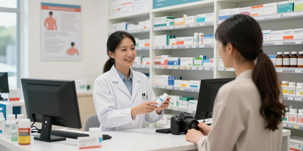 Verkäufer im Selliza Pharma Shop berät Kunden zu Arzneimitteln und Gesundheitsprodukten.