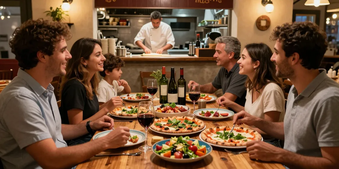 Family enjoying authentic pizza at Pizzeria Madera reflecting cozy atmosphere and freshness of pg soft ingredients.