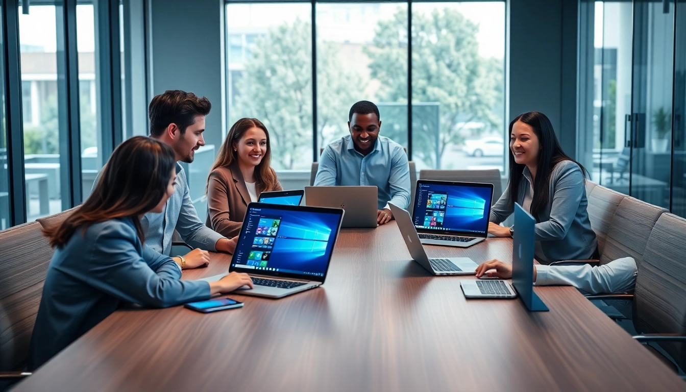 Windows Server 2025 Benutzer-CAL erwerben: IT professionals collaborating in a modern office.