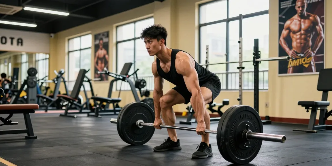 Bodybuilder im Steroidshop beim Deadlift-Training in modernem Fitnessstudio.