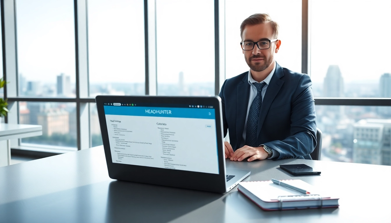 Headhunter Schweiz in einem modernen Büro, fokussiert auf Bewerbungsunterlagen.