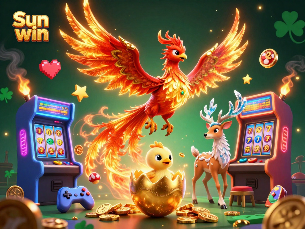 Experience the excitement of Sun win with a vibrant casino-themed fantasy scene.