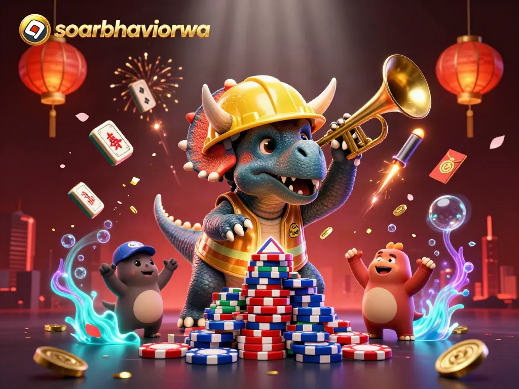 Experience the excitement of gambling with soarbehaviorwa as cheerful dinosaurs celebrate wins.