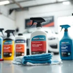 Koch Chemie Produkte zur Fahrzeugpflege in einem modernen Arbeitsbereich.