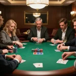 Spieler, die in ein intensives Pokerspiel verwickelt sind, und dabei Immobilienmakler Frankfurt Preungesheim für strategisches wettbewerbsorientiertes Spiel hervorheben.