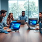 Windows Server 2025 Benutzer-CAL erwerben: IT professionals collaborating in a modern office.