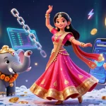 Play exciting games at casino ohne oasis with vibrant Asian-inspired characters and cryptocurrency elements.