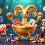 Engage in thrilling online casino action featuring vibrant 3D characters and crypto elements.