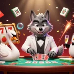 Experience excitement at zoccer casino with a flamboyant baccarat table and glamorous characters.
