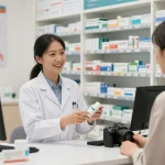 Verkäufer im Selliza Pharma Shop berät Kunden zu Arzneimitteln und Gesundheitsprodukten.