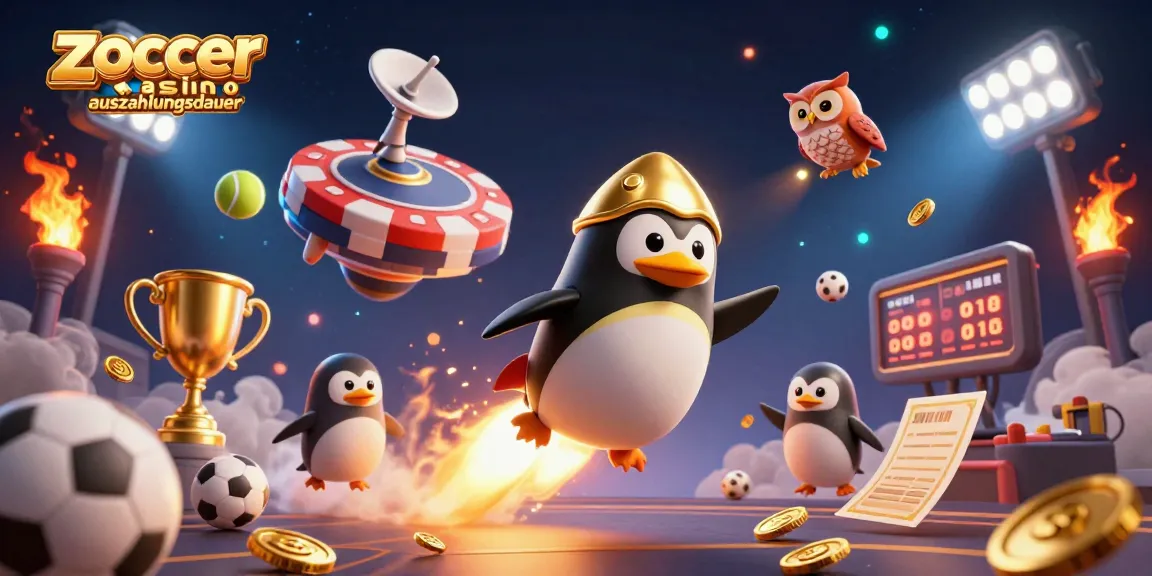 Erleben Sie die zoccer casino auszahlungsdauer mit diesem dynamischen Bild eines goldenen Pinguins im Weltraum.